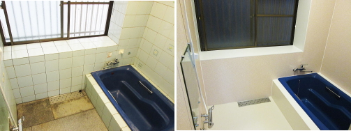 お風呂のリフォーム。広いお風呂の床を温かく部分リフォーム！福岡県嘉麻市